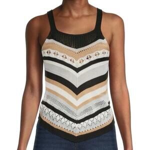 No Boundaries Womens Junior's Crochet Tank Vest Sweater Striped Size S (3-5)